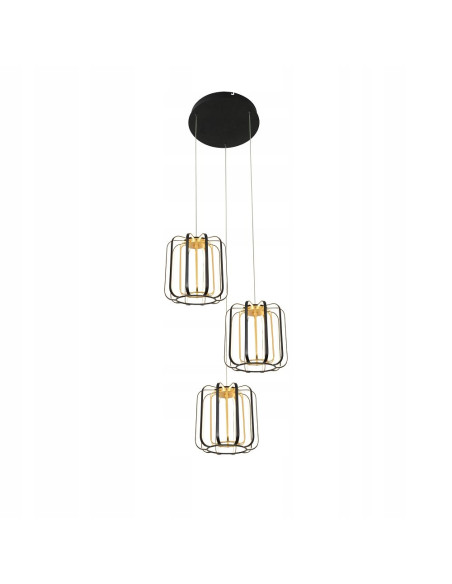 Lampa wisząca XARA w kolorze czarno-złotym z metalowymi prętami - elegancja do przestronnych wnętrz z wysokim sufitem