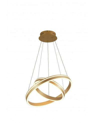 Lampa wisząca VIVIES AVIANO LIGHTING, matowe złoto, nowoczesne podwójne obręcze, elegancki design do wnętrz.