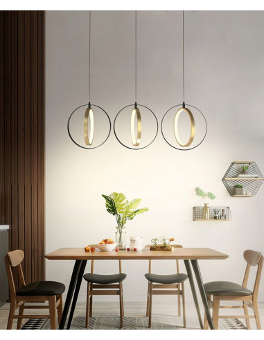 Nowoczesna lampa sufitowa VALLA z LED - złote akcenty, ściemniana, idealna do kuchni i salonu, 3000K