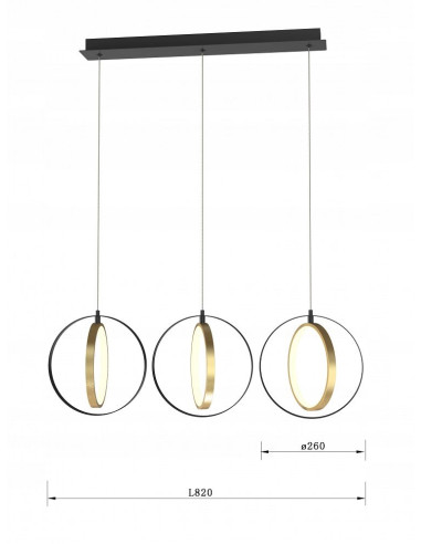 Nowoczesna lampa sufitowa VALLA z LED - złote akcenty, ściemniana, idealna do kuchni i salonu, 3000K