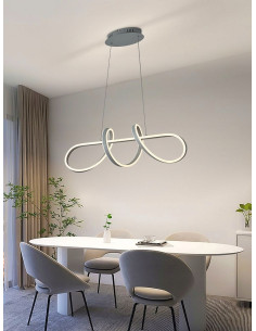Lampa wisząca TREVANCE LED - spirala w kolorze szarym, nowoczesne oświetlenie do jadalni i salonu