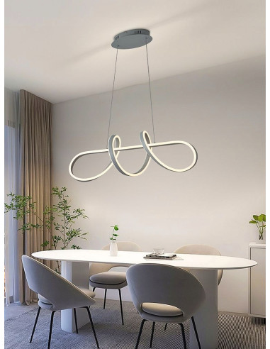 Lampa wisząca TREVANCE LED - spirala w kolorze szarym, nowoczesne oświetlenie do jadalni i salonu