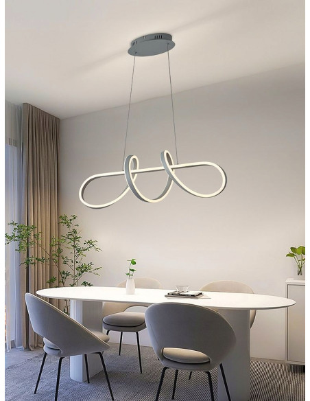 Lampa wisząca TREVANCE LED - spirala w kolorze szarym, nowoczesne oświetlenie do jadalni i salonu