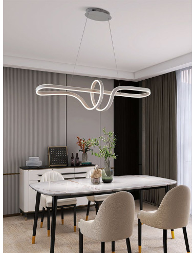 Lampa wisząca TREVANCE LED – industrialne oświetlenie z ściemniaczem do salonu, jadalni i biura, szara.