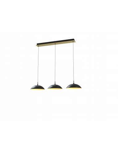 Lampa wisząca LED ROSSKOFF 3-punktowa czarna ze złotym akcentem, ściemniana, 3300 lumenów, idealna do hoteli i biur