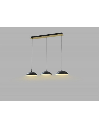 Lampa wisząca LED ROSSKOFF 3-punktowa czarna ze złotym akcentem, ściemniana, 3300 lumenów, idealna do hoteli i biur