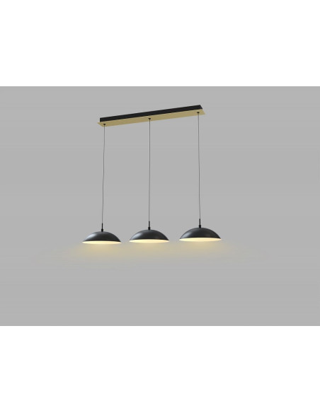 Lampa wisząca LED ROSSKOFF 3-punktowa czarna ze złotym akcentem, ściemniana, 3300 lumenów, idealna do hoteli i biur