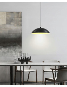 Lampa Wisząca LED ROSSKOFF w Czerni z Złotym Wykończeniem, Regulowana Długość, 2160 Lumenów, Klasyczny Styl