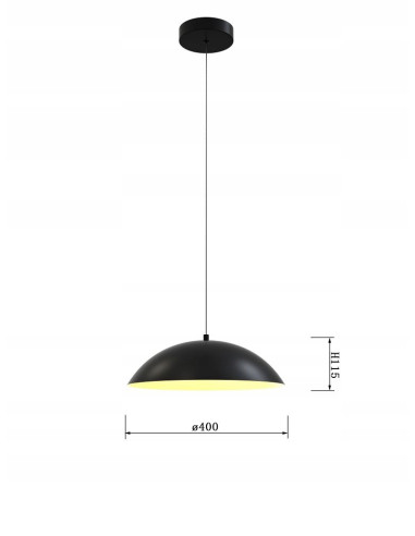 Lampa Wisząca LED ROSSKOFF w Czerni z Złotym Wykończeniem, Regulowana Długość, 2160 Lumenów, Klasyczny Styl