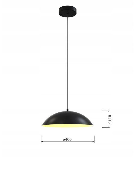 Lampa Wisząca LED ROSSKOFF w Czerni z Złotym Wykończeniem, Regulowana Długość, 2160 Lumenów, Klasyczny Styl