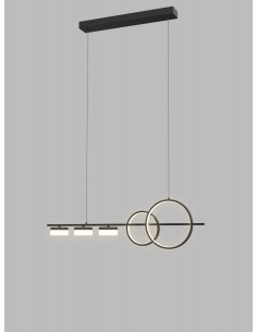 Nowoczesna lampa wisząca MESSINA LED, czarna, 5-punktowa, z funkcją ściemniania, idealna do jadalni i salonu.