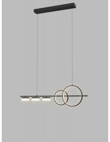 Nowoczesna lampa wisząca MESSINA LED, czarna, 5-punktowa, z funkcją ściemniania, idealna do jadalni i salonu.