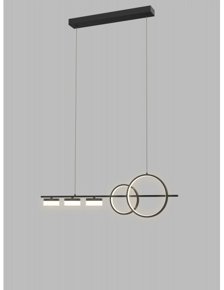 Nowoczesna lampa wisząca MESSINA LED, czarna, 5-punktowa, z funkcją ściemniania, idealna do jadalni i salonu.