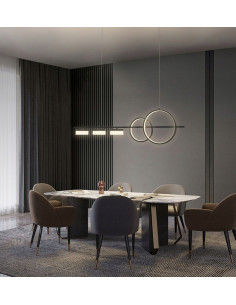 Nowoczesna lampa wisząca MESSINA LED, czarna, 5-punktowa, z funkcją ściemniania, idealna do jadalni i salonu. 2