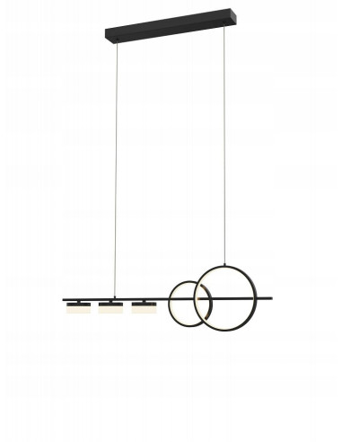 Nowoczesna lampa wisząca MESSINA LED, czarna, 5-punktowa, z funkcją ściemniania, idealna do jadalni i salonu.