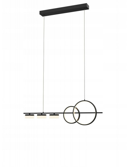 Nowoczesna lampa wisząca MESSINA LED, czarna, 5-punktowa, z funkcją ściemniania, idealna do jadalni i salonu.