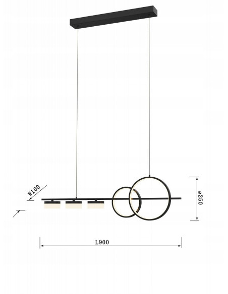 Nowoczesna lampa wisząca MESSINA LED, czarna, 5-punktowa, z funkcją ściemniania, idealna do jadalni i salonu.