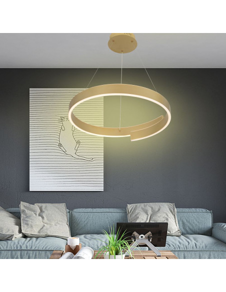 Lampa wisząca AVIANO MARTIALO w matowym złocie, 36W LED, nowoczesny design do eleganckich wnętrz.