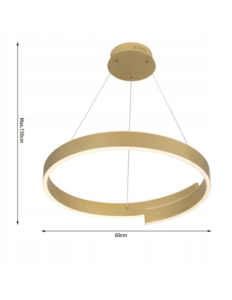 Lampa wisząca AVIANO MARTIALO w matowym złocie, 36W LED, nowoczesny design do eleganckich wnętrz.