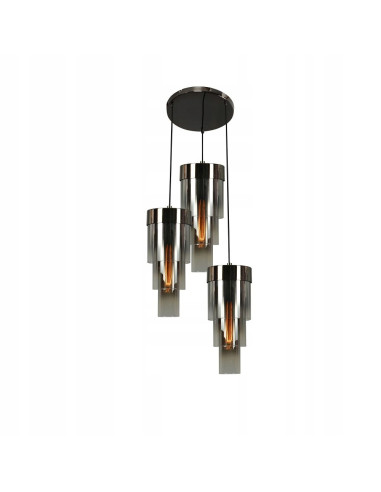 Lampa wisząca GRANS w czarnym chromie z cylindrycznymi kloszami E27, nowoczesna, 3-punktowa do każdego wnętrza