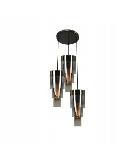 Lampa wisząca GRANS w czarnym chromie z cylindrycznymi kloszami E27, nowoczesna, 3-punktowa do każdego wnętrza