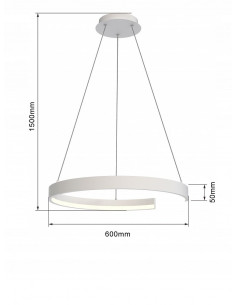 Lampa Wisząca FANNE LED, Biała Rama, 34W, 4000 Lumenów, Ciepła Barwa, Wbudowany Ściemniacz, Elegancki Design 2