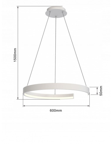 Lampa Wisząca FANNE LED, Biała Rama, 34W, 4000 Lumenów, Ciepła Barwa, Wbudowany Ściemniacz, Elegancki Design