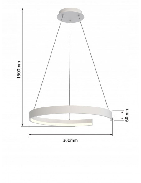 Lampa Wisząca FANNE LED, Biała Rama, 34W, 4000 Lumenów, Ciepła Barwa, Wbudowany Ściemniacz, Elegancki Design