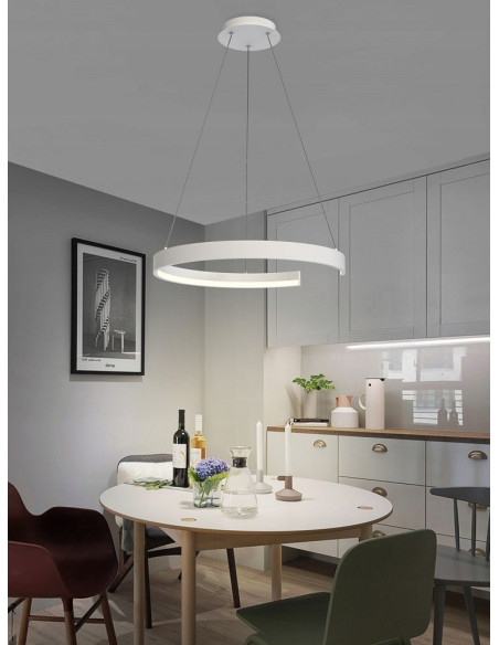 Lampa Wisząca FANNE LED, Biała Rama, 34W, 4000 Lumenów, Ciepła Barwa, Wbudowany Ściemniacz, Elegancki Design