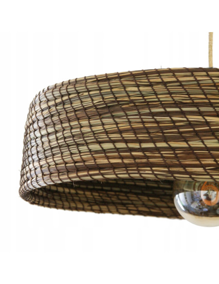 Lampa wisząca HAYARA w stylu boho z trawy pustynnej, beżowo-brązowa, E27, 150 cm, idealna do nowoczesnych wnętrz.