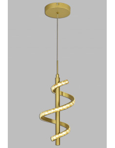 Lampa wisząca AVIANO CLARET złota z kryształami i LED - eleganckie oświetlenie do salonu i jadalni