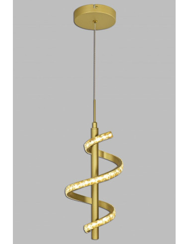 Lampa wisząca AVIANO CLARET złota z kryształami i LED - eleganckie oświetlenie do salonu i jadalni