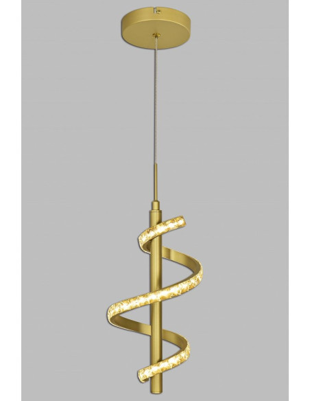 Lampa wisząca AVIANO CLARET złota z kryształami i LED - eleganckie oświetlenie do salonu i jadalni