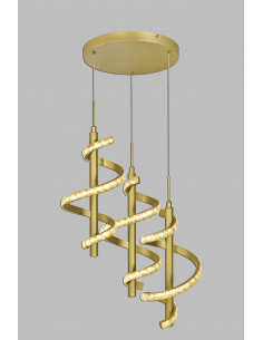 Nowoczesna lampa wisząca CLARET LED spiralna z mosiężnym wykończeniem, 3100 lumenów, ściemnianie, AVIANO LIGHTING