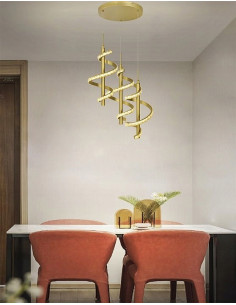 Nowoczesna lampa wisząca CLARET LED spiralna z mosiężnym wykończeniem, 3100 lumenów, ściemnianie, AVIANO LIGHTING 2