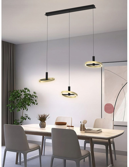 Lampa sufitowa BREST 3-punktowa w czerni i złocie – nowoczesny design do każdego wnętrza