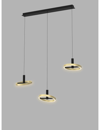 Lampa sufitowa BREST 3-punktowa w czerni i złocie – nowoczesny design do każdego wnętrza