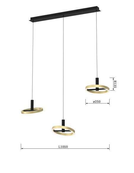 Lampa sufitowa BREST 3-punktowa w czerni i złocie – nowoczesny design do każdego wnętrza