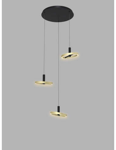 Egzotyczna lampa wisząca BREST LED w czerni i złocie z regulacją jasności - idealna do jadalni i salonu