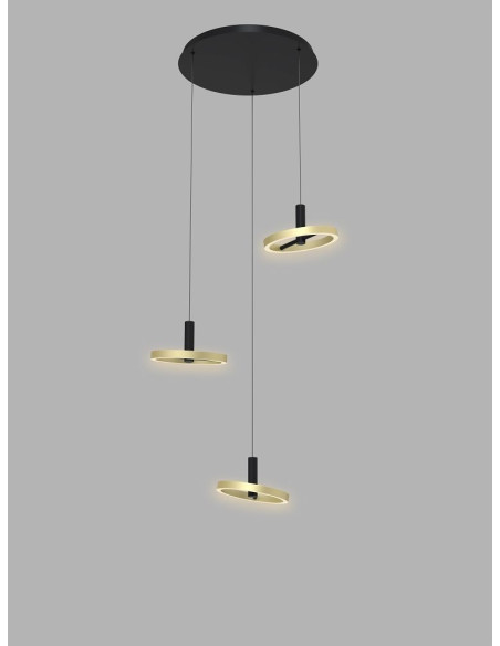 Egzotyczna lampa wisząca BREST LED w czerni i złocie z regulacją jasności - idealna do jadalni i salonu