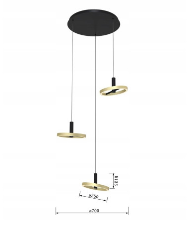 Egzotyczna lampa wisząca BREST LED w czerni i złocie z regulacją jasności - idealna do jadalni i salonu