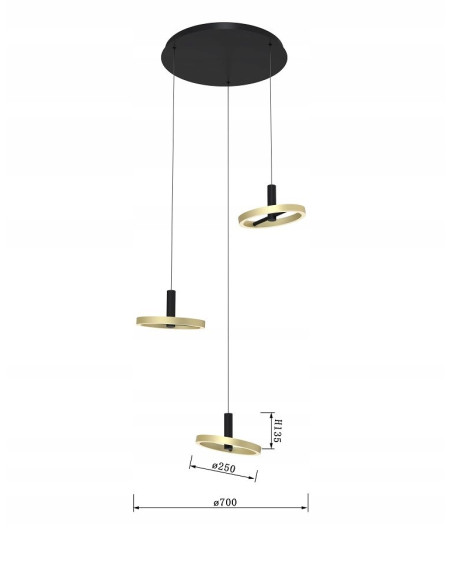 Egzotyczna lampa wisząca BREST LED w czerni i złocie z regulacją jasności - idealna do jadalni i salonu