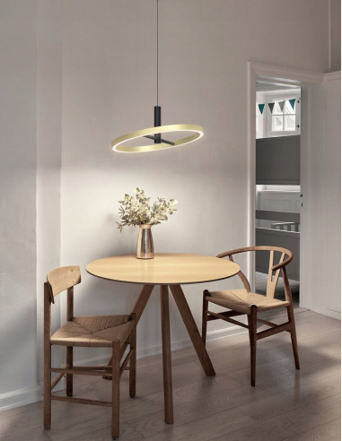 Lampa wisząca BREST w czerni i złocie z regulacją LED - nowoczesny akcent do eleganckich wnętrz