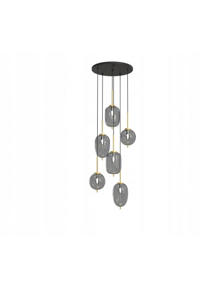 Lampa sufitowa BELLEVILLE, elegancka w stylu nowoczesnym, 6-pkt. świetlnych, czarny i złoty akcent do wnętrz.