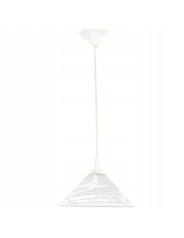 Nowoczesna lampa wisząca CHIŃCZYK ze stożkowym kloszem, matowe szkło, ściemniana, do kuchni i jadalni, kolor biały