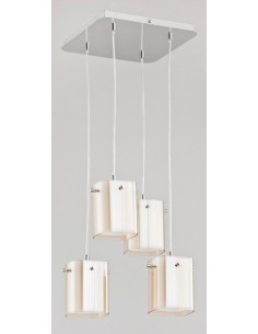 Chromowany żyrandol ASHLEY z bursztynowymi kloszami - eleganckie oświetlenie do salonu i jadalni