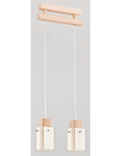 Lampa sufitowa ANABELL - elegancka drewniana oprawa z szklanymi kloszami, 2-punktowa, E14, 90 cm do nowoczesnych wnętrz 2