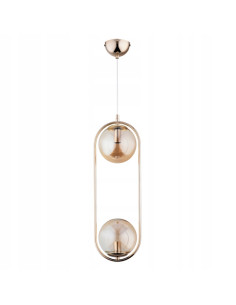 Lampa wisząca OVAL DUAL ZŁOTA z miodowymi kulami – elegancki żyrandol do nowoczesnych wnętrz.