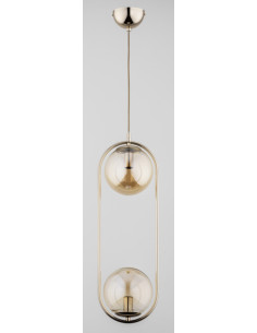 Lampa wisząca OVAL DUAL ZŁOTA z miodowymi kulami – elegancki żyrandol do nowoczesnych wnętrz. 2