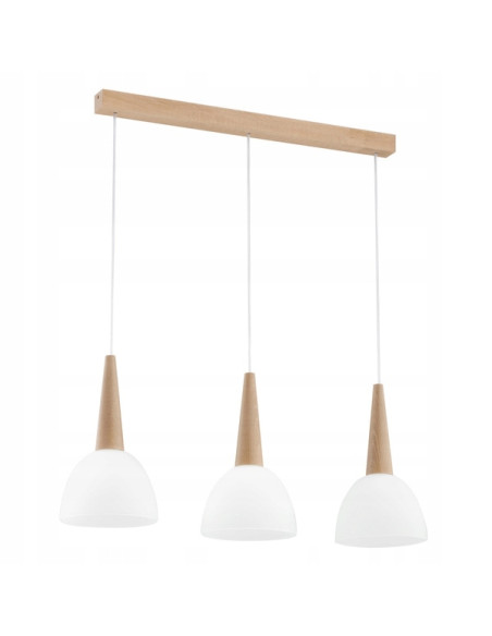 Żyrandol BERA DREWNIANA 3-punktowy, minimalistyczny, oświetlenie do jadalni i salonu, elegancki design.